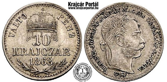 1868-as 10 krajczr GYF (Gyulafehrvr) Vlt Pnz - (1868 10 krajczar)