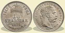 1874-es 10 krajczár KB (Körmöcbánya) Váltó Pénz - (1874 10 krajczar)