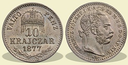 1877-es 10 krajczár KB (Körmöcbánya) Váltó Pénz - (1877 10 krajczar)