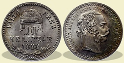 1888-as 10 krajczár KB (Körmöcbánya) Váltó Pénz - (1888 10 krajczar)