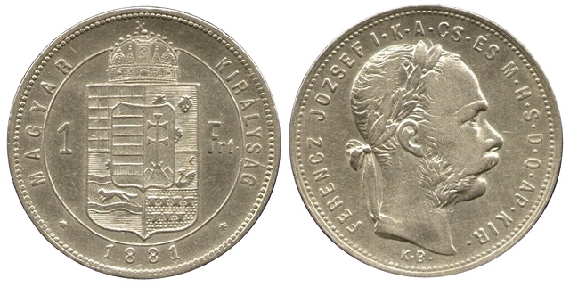 1881-es széles címeres 1 forint KB (Körmöcbánya) - (1881 1 forint)