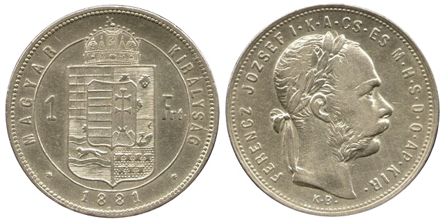 1881-es szles cmeres 1 forint KB (Krmcbnya) - (1881 1 forint)