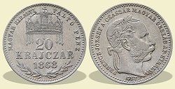 1868-as 20 krajczár GYF (Gyulafehérvár) Magyar Királyi Váltó Pénz  - (1868 20 krajczar)