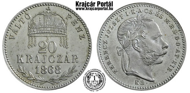 1868-as 20 krajczr IKA KB (Krmcbnya) Vlt Pnz - (1868 20 krajczar)