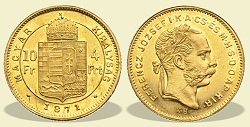 1871-es 4 forint / 10 Frank KB (Körmöcbánya) - (1871 4 forint / 10 Frank)