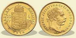 1874-es 4 forint / 10 Frank KB (Körmöcbánya) - (1874 4 forint / 10 Frank)