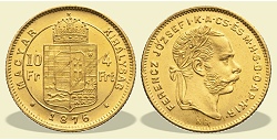 1876-os 4 forint / 10 Frank KB (Körmöcbánya) - (1876 4 forint / 10 Frank)