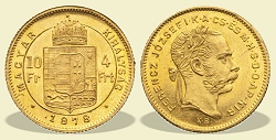 1878-as 4 forint / 10 Frank KB (Körmöcbánya) - (1878 4 forint / 10 Frank)