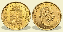 1881-es 4 forint / 10 Frank KB (Körmöcbánya) - (1881 4 forint / 10 Frank)