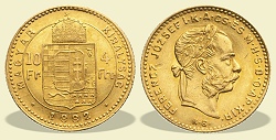1882-es 4 forint / 10 Frank KB (Körmöcbánya) - (1882 4 forint / 10 Frank)