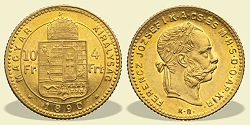 1890-es 4 forint / 10 Frank KB (Körmöcbánya) - (1890 4 forint / 10 Frank)