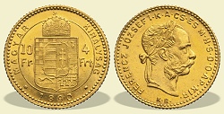 1890-es 4 forint / 10 Frank KB (Körmöcbánya) - (1890 4 forint / 10 Frank)