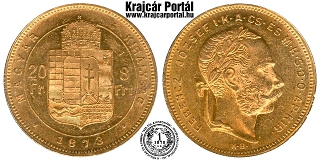 1873-as 8 forint / 20 frank - (1873 8 forint / 20 frank)