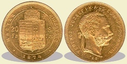 1874-es 8 forint / 20 Frank KB (Körmöcbánya) - (1874 8 forint / 20 Frank)