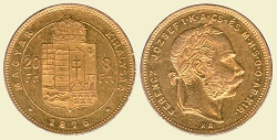1876-os 8 forint / 20 Frank KB (Körmöcbánya) - (1876 8 forint / 20 Frank)