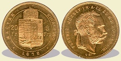 1878-as 8 forint / 20 Frank KB (Körmöcbánya) - (1878 8 forint / 20 Frank)