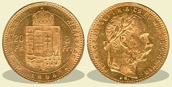 1886-os 8 forint / 20 Frank KB (Körmöcbánya) - (1886 8 forint / 20 Frank)