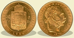 1888-as 8 forint / 20 Frank KB (Körmöcbánya) - (1888 8 forint / 20 Frank)