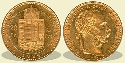 1889-es 8 forint / 20 Frank KB (Körmöcbánya) - (1889 8 forint / 20 Frank)