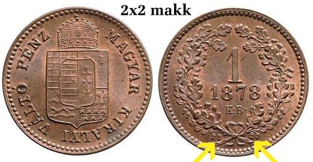 2x2 makkos Ferenc József 1878-as 1 krajcár