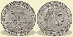 1869-es 10 krajczr GYF (Gyulafehrvr) Magyar Kirlyi Vlt Pnz  - (1869 10 krajczar)