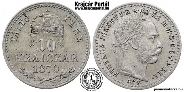 1870-es 10 krajczr GYF (Gyulafehrvr) Vlt Pnz - (1870 10 krajczar)