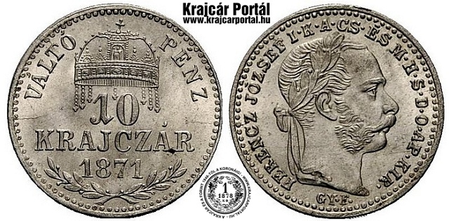 1871-es 10 krajczr GYF (Gyulafehrvr) Vlt Pnz - (1871 10 krajczar)