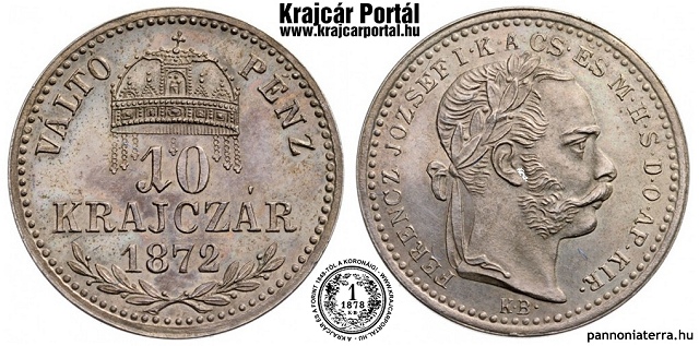 1872-es 10 krajczár KB (Körmöcbánya) Váltó Pénz - (1872 10 krajczar)