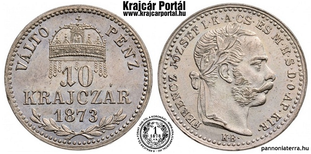 1873-as 10 krajczár KB (Körmöcbánya) Váltó Pénz - (1873 10 krajczar)