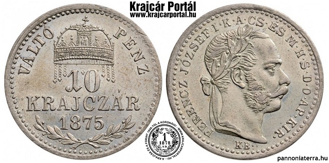 1875-s 10 krajczr KB (Krmcbnya) Vlt Pnz - (1875 10 krajczar)