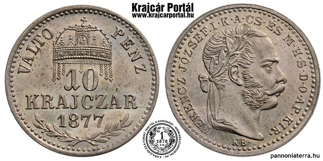 1877-es 10 krajczár KB (Körmöcbánya) Váltó Pénz - (1877 10 krajczar)