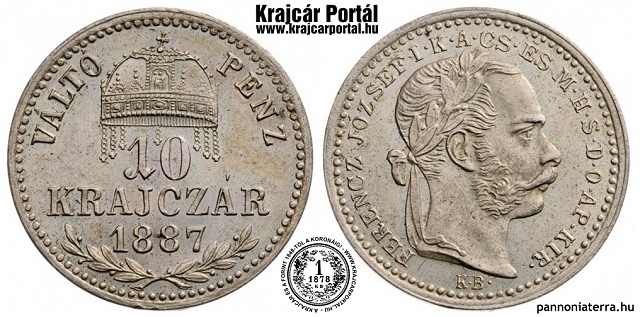 1887-es 10 krajczár KB (Körmöcbánya) Váltó Pénz - (1887 10 krajczar)