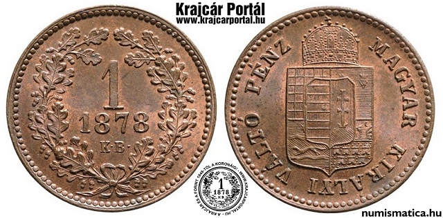 1878-as 1 krajczár 2x2 makkos! - (1878 1 krajczar 4 makkos)