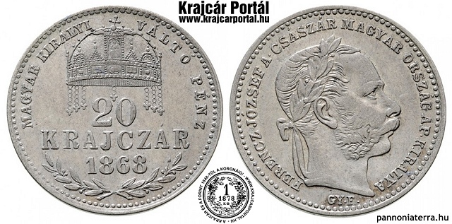 1868-as 20 krajczár GYF (Gyulafehérvár) Magyar Királyi Váltó Pénz - (1868 20 krajczar)