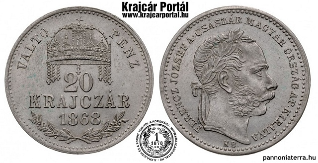 1868-as 20 krajczr KB (Krmcbnya) Vlt Pnz - (1868 20 krajczar)