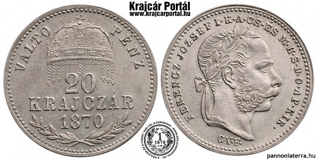 1870-es 20 krajczr GYF (Gyulafehrvr) Vlt Pnz - (1870 20 krajczar)