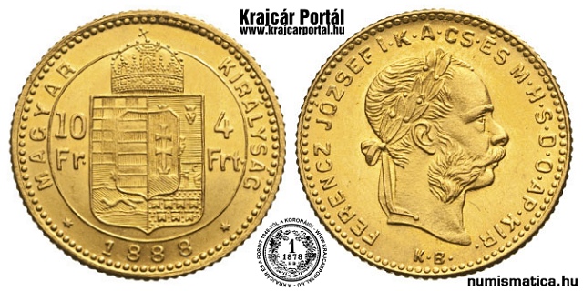 1888-as 4 forint / 10 frank - (1888 4 forint / 10 frank)