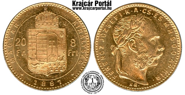 1887-es 8 forint / 20 frank - (1887 8 forint / 20 frank)