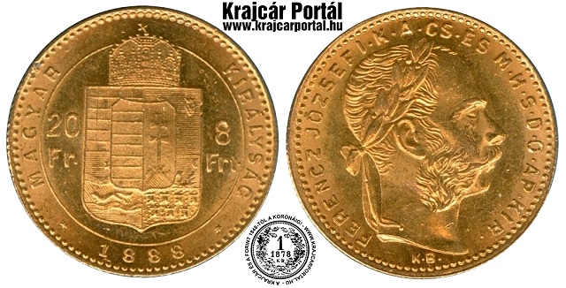 1888-as 8 forint / 20 frank - (1888 8 forint / 20 frank)
