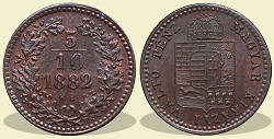 1882-as fl krajcr 5/10 krajczr - (1882 fl krajczar)