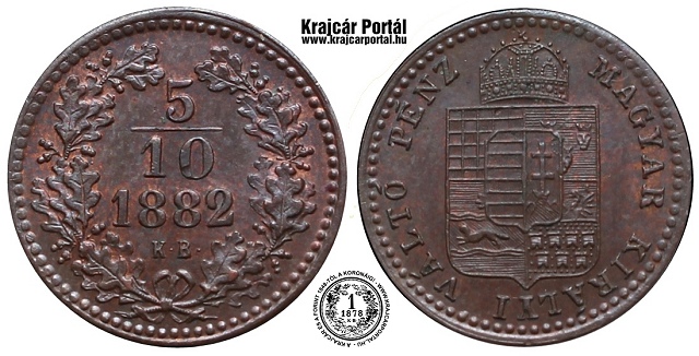 1882-es fél krajcár (5/10-ed krajczár) - (1882 fél krajczar)