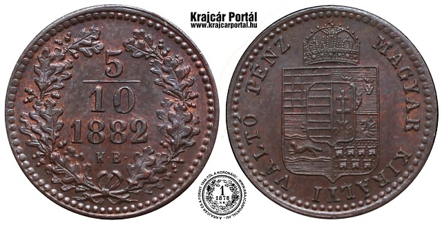 1882-es fl krajcr (5/10-ed krajczr) - (1882 fl krajczar)