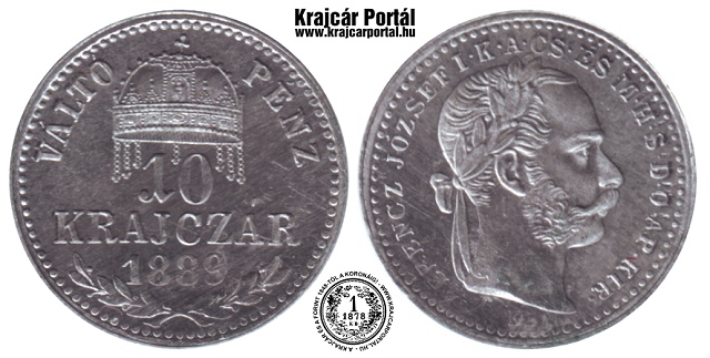 Alumínium próbaveret 1889-es 10 krajcár - (1889 10 krajczrar)