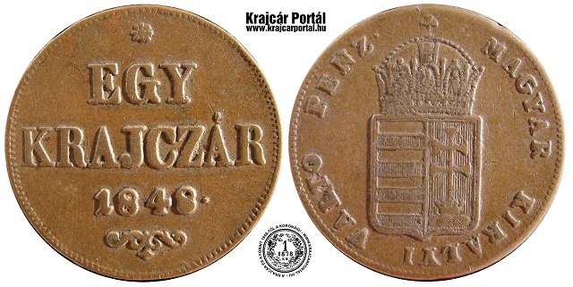 Verdehibs anyagtbbletes tmtt 8-as 1848-as 1 krajcr - (1848 1 krajczar)