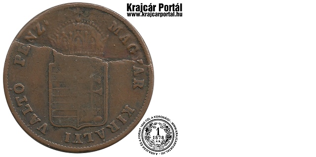 Verdehibás lapkahibás, lemezleválás 1848-as 1 krajcár - (1848 1 krajczar)