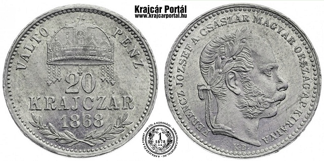 Alumnium prbaveret 1868-as 20 krajcr - (1868 20 krajczrar)