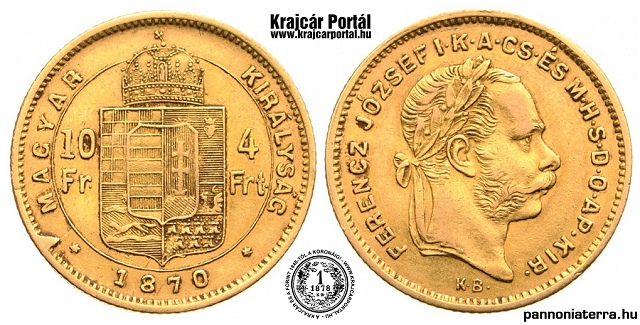 Verdehibás anyagtöbbletes 1870-es 4 forint - (1870 4 frt)
