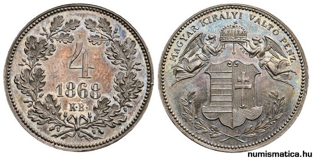 Ezüst veret 1868-as 4 krajcár - (1868 4 krajczrar)